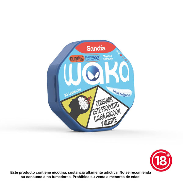 Bolsas de nicotina WAKA Airpouch sabor Sandía (3mg). Caja de 20 unidades ultra delgadas, sabor refrescante y sin tabaco
