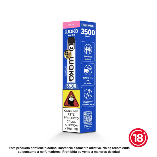 Experience WAKA Colombia Disposable WAKA Solo2 3.500 Fresa CO Flavor Flavour 5% Nicotine Unique Waka Alien Light 3,500 Puffs 

