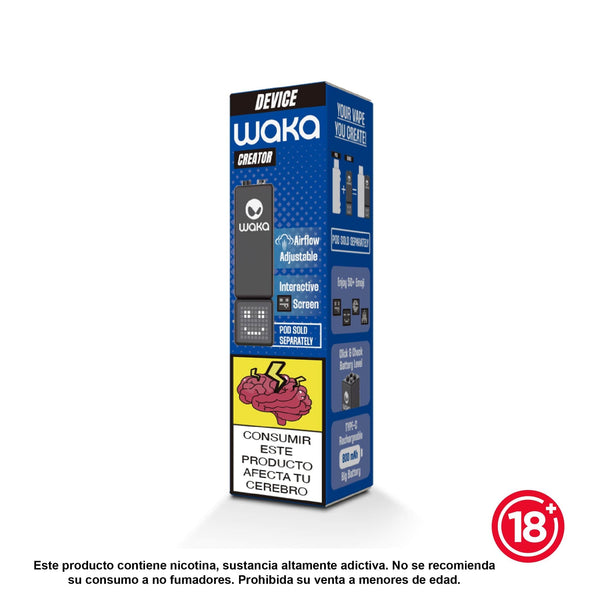 Dispositivo WAKA Creator con pantalla interactiva y flujo de aire ajustable
