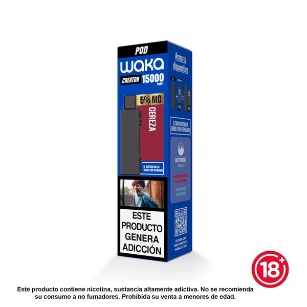 Repuesto Pod WAKA Creator 15000 puffs sabor Cereza con 5% de nicotina
