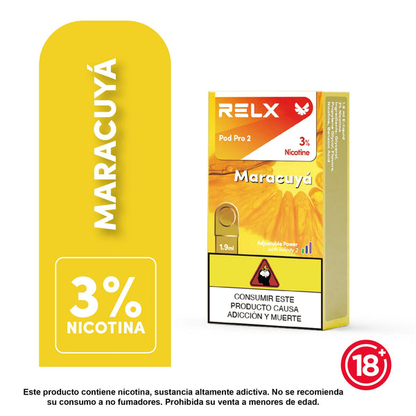 Cartucho de repuesto RELX Pod Pro 2 sabor Maracuyá con 3% de nicotina
