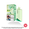 Vape desechable WAKA Smash Air 10.000 puffs sabor Lulo. Dispositivo de color verde claro junto a su caja de presentación oficial con advertencias.
